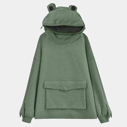 Kawaii Funny Hooded Frog Sweatshirt Hoodie - Hop into Comfort and Cuteness! 🐸👕