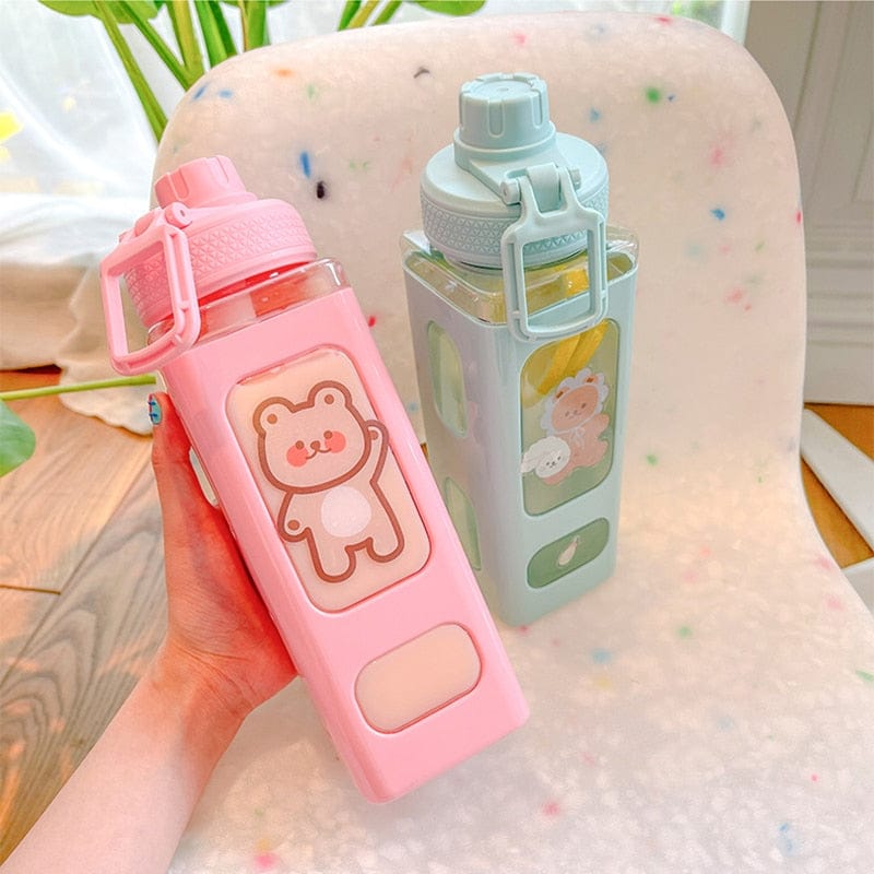 900ml Kawaii Bear Water Bottle With Straw