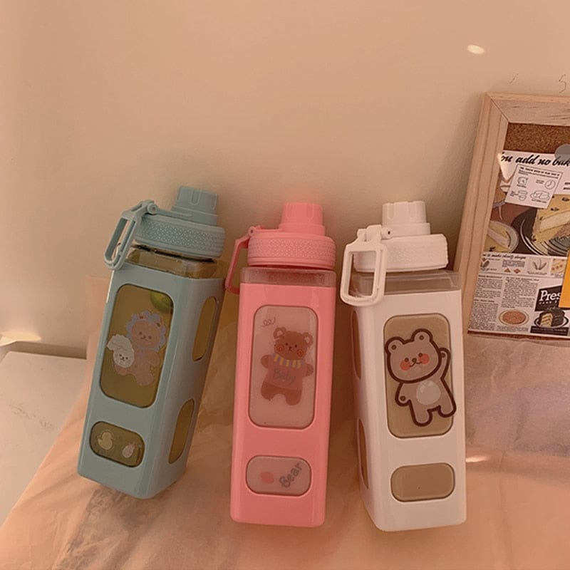 900ml Kawaii Bear Water Bottle With Straw