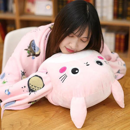 Cute Totoro Pillow & Blanket