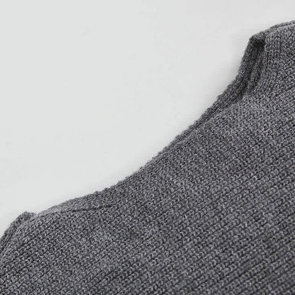 Chic Cross Knit Sweater Irregular Slip Dress Two Piece Set