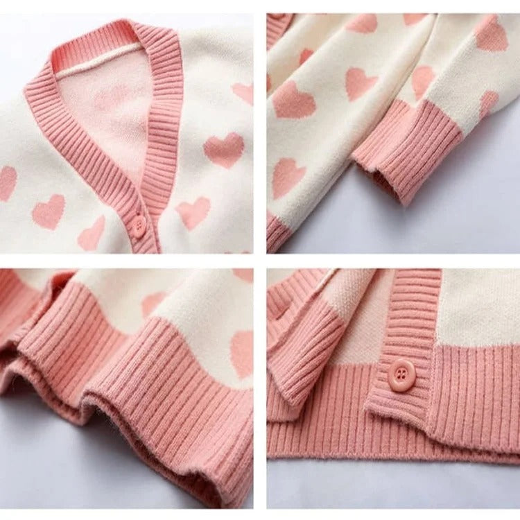 Kawaii Knit Love Heart Cardigan Sweater - Wrap Yourself in Love! ❤️🧥