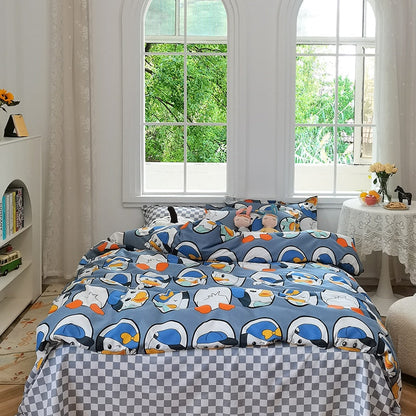 Cute Illustrated Dog Duck Bedding Set