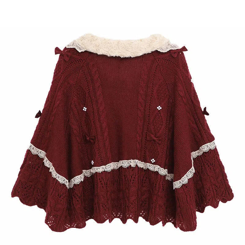 Fairy Cape Sweater Flouncing Slip Dress Two Piece Set