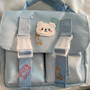 Beary Cute: Kawaii Embroidered Satchel Bag - Kawaii Bags