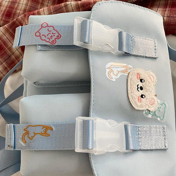 Beary Cute: Kawaii Embroidered Satchel Bag - Kawaii Bags