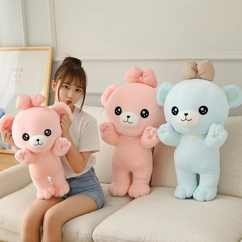 Cute & Cuddly Teddy Bear Stuffed Animals Ribbon Pillow Kawaii Plushies Collection