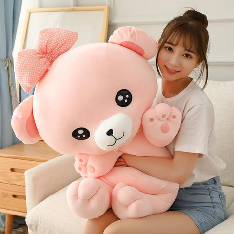 Cute & Cuddly Teddy Bear Stuffed Animals Ribbon Pillow Kawaii Plushies Collection