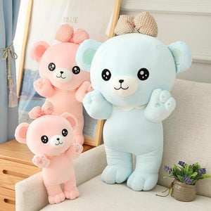 Cute & Cuddly Teddy Bear Stuffed Animals Ribbon Pillow Kawaii Plushies Collection