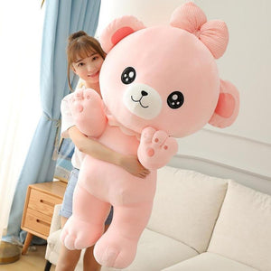 Cute & Cuddly Teddy Bear Stuffed Animals Ribbon Pillow Kawaii Plushies Collection