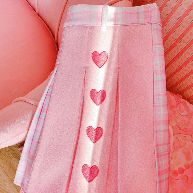 Cute, Fun, and Flirty: The Pink Heart Harajuku Plaid Women Schoolgirl Cosplay Mini Skirt