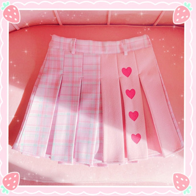 Pink pleated clearance heart skirt