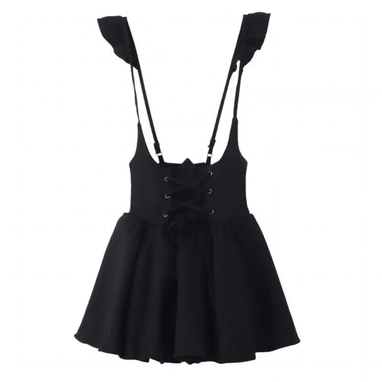 JK Chic: Lace-Up Suspender Dress with Bowknot Detail