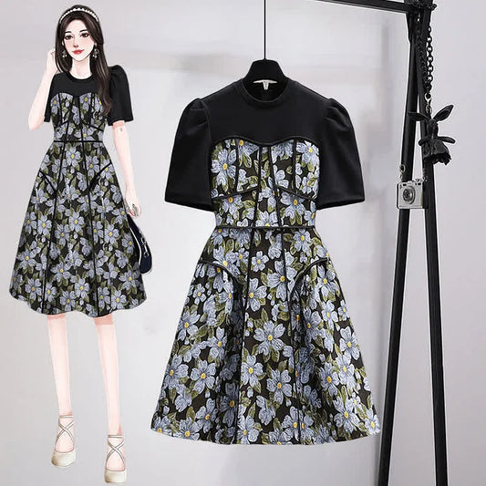 Floral Magic: The Puff Sleeve A-Line Dress for Vintage Lovers