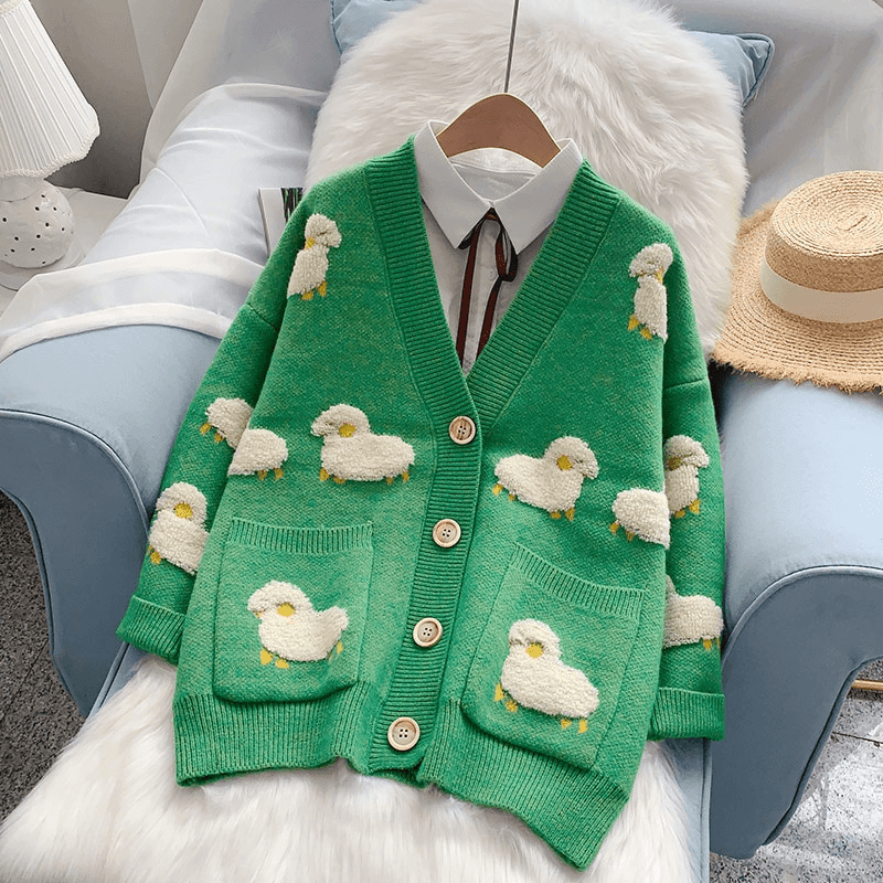 Kawaii Knitwear Sheep Cardigan Sweater - Baaa-dorable and Cozy! 🐑👚