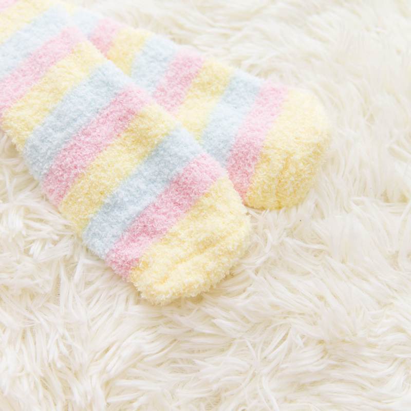 Kawaii Soft Coral Fleece Winter Knee High Socks