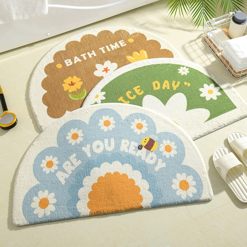 Soft Half Oval Floral Fruits Bathroom Mat Collection | NEW