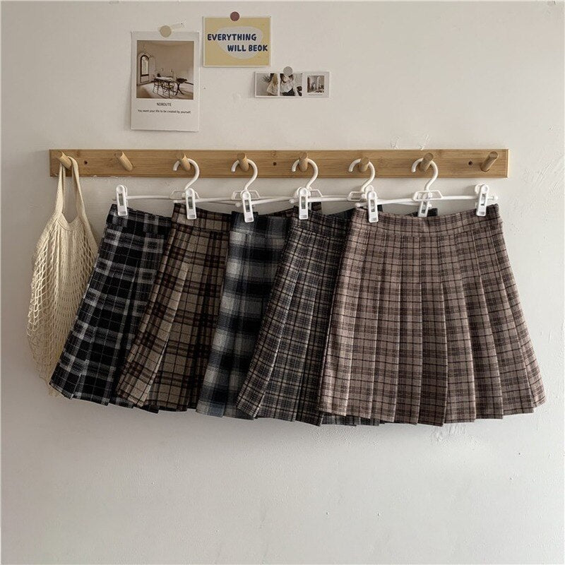 Vintage Plaid Mini Skirt with Shorts