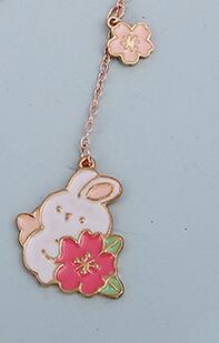 1pc Sakura Rabbit/Cat Chain Pendant Bookmark