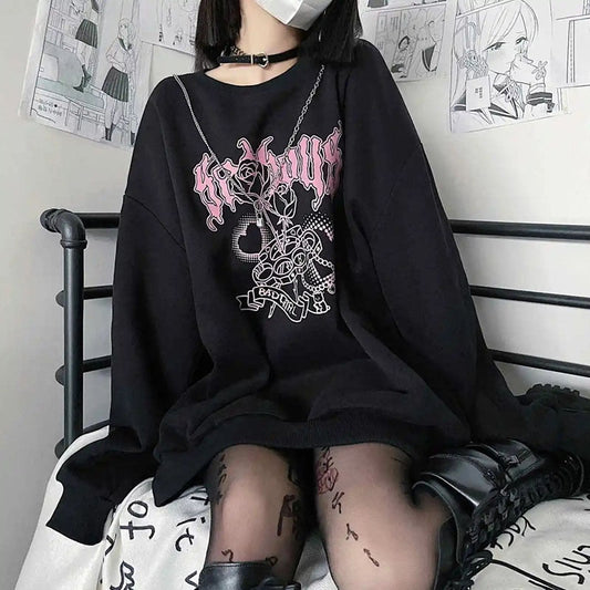 Y2K Bad Girl Rose Love Heart Sweatshirt - Embrace Edgy Chic