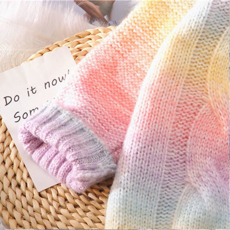 Kawaii Candy Rainbow Sweater - A Splash of Colorful Comfort