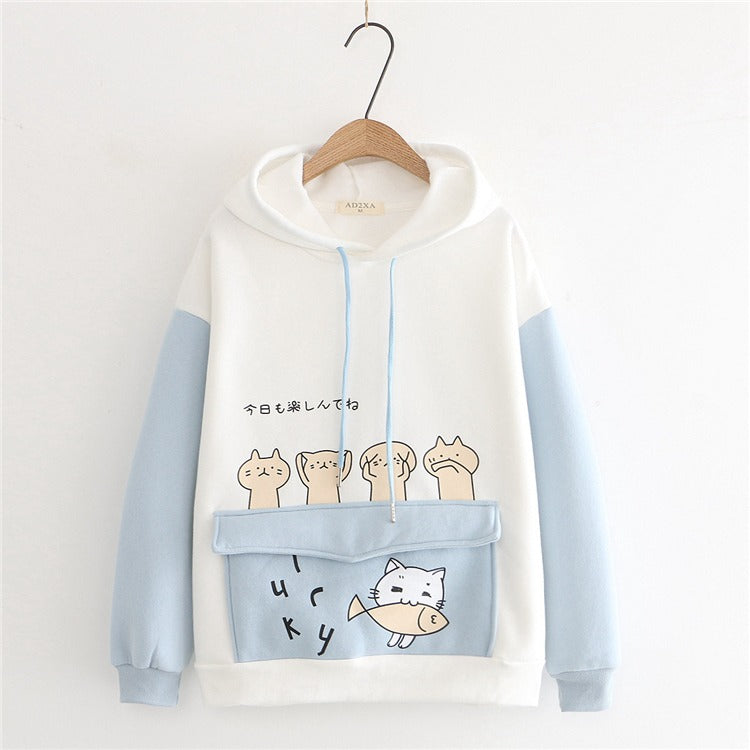 Whisker Whimsy: Harajuku Funny Kitty Cat Letter Hoodie - Dive into the World of Playful Comfort! 😺💬