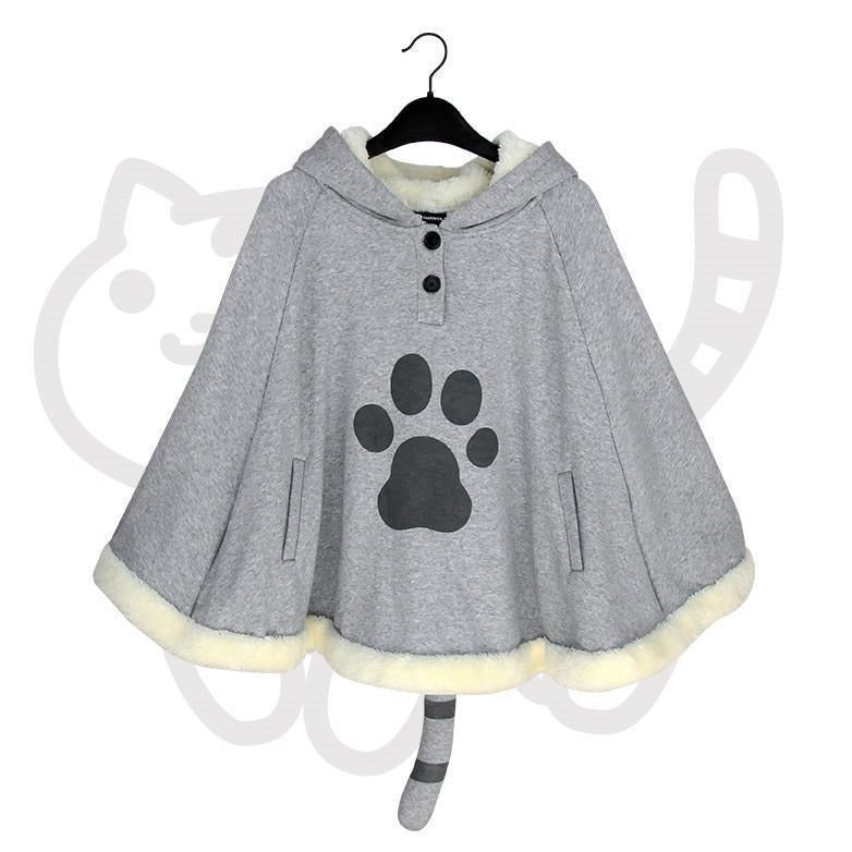 Kawaii Neko Cat Hoodie Coat - Cute Cat Pattern Outerwear