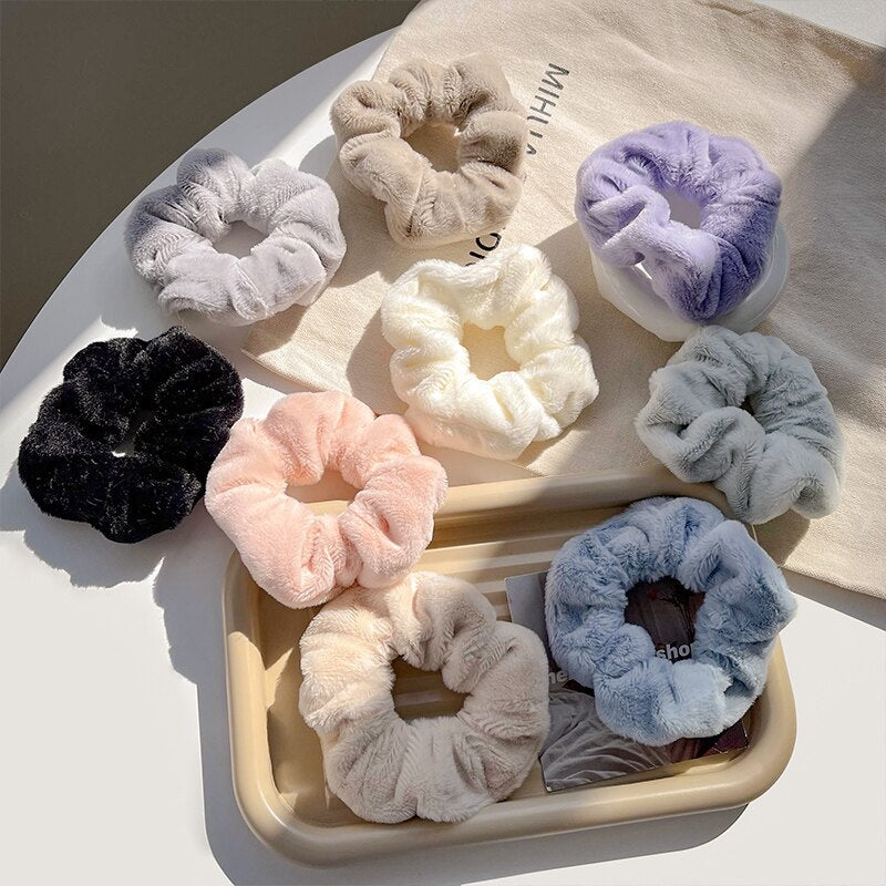 7Pcs Soft Plush Velvet Hair Scrunchies Set