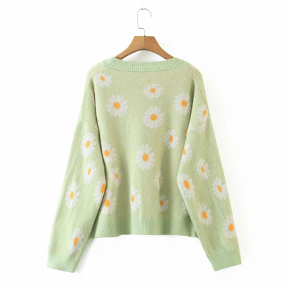 Sweet Sunflower Knitwear Cardigan Sweater - Embrace Sunshine in Your Wardrobe! 🌻👚