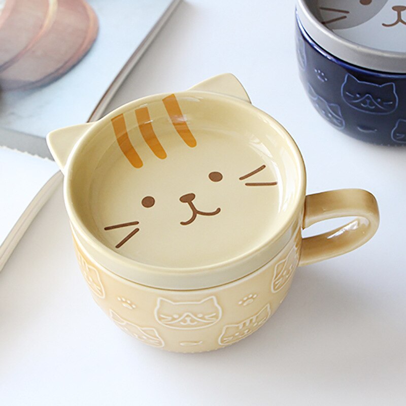 Cottage Cat Ceramic Breakfast Mugs