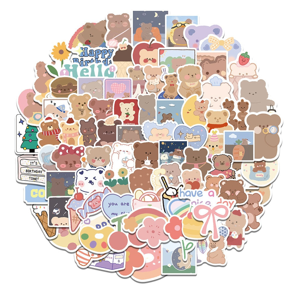 10/30/50/100pcs Kawaii Cartoon Waterproof Sticker