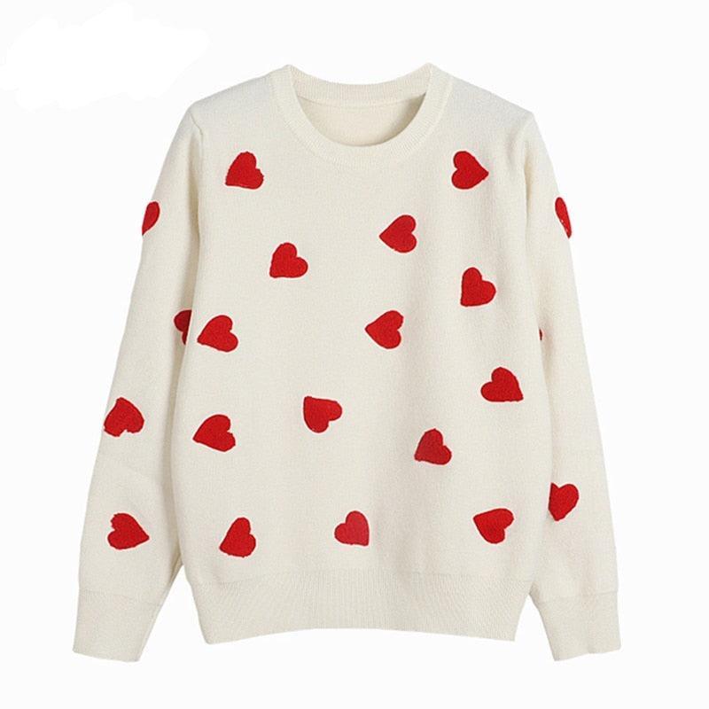 Kawaii Embroidery Heart Sweater - Wear Your Heart on Your Sleeve 💖🧥