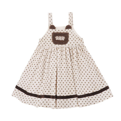 Cute Lolita Sweet Bear Shirt Strap Dress Two Piece Set