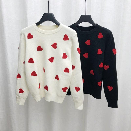Kawaii Embroidery Heart Sweater - Wear Your Heart on Your Sleeve 💖🧥
