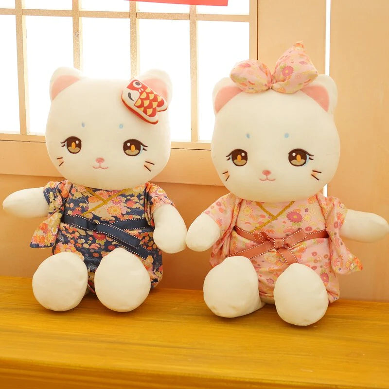 Japanese Kawaii Kimono White Cat Stuffed Animals Plushie