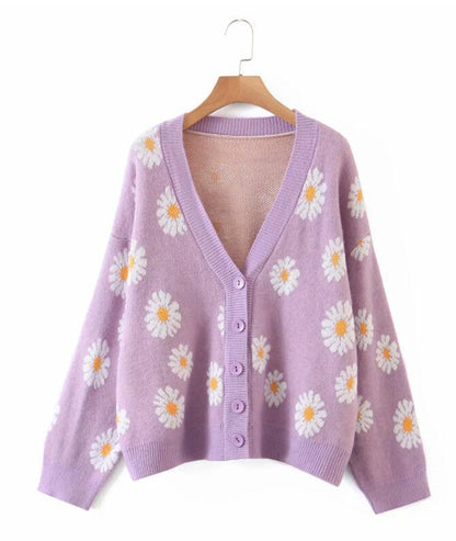 Sweet Sunflower Knitwear Cardigan Sweater - Embrace Sunshine in Your Wardrobe! 🌻👚