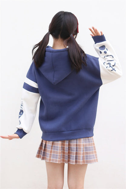 Meow Elegance: Harajuku Kitty Paw Letter Hooded Sweatshirt - Elevate Your Style with Feline Charm! 🌈😺
