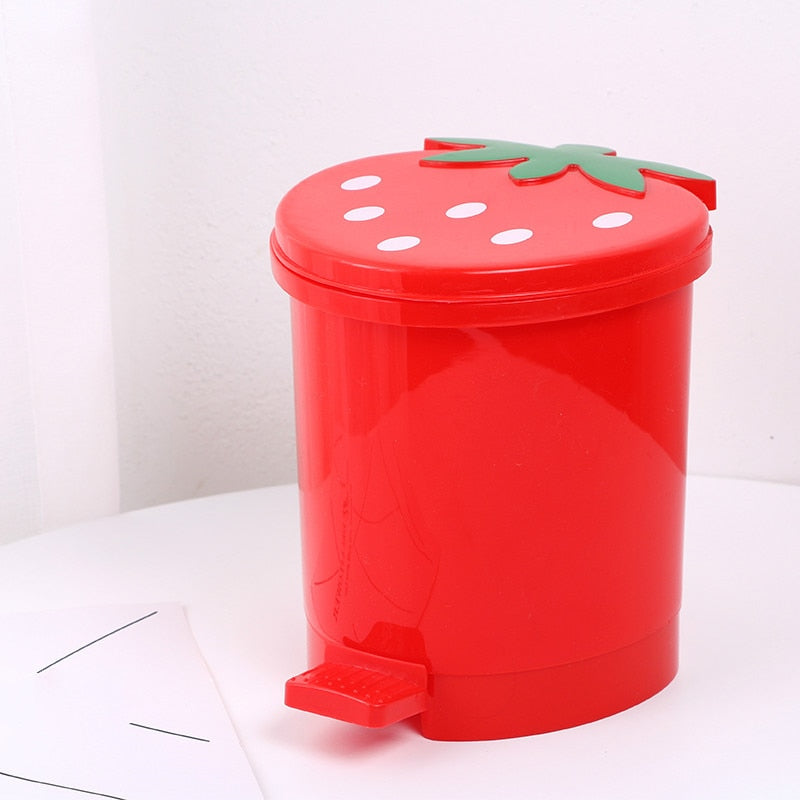 Cute Pink Red Strawberry Waste Bin