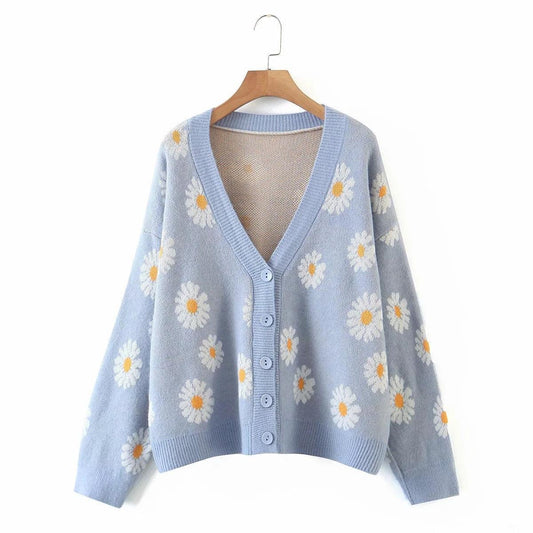 Sweet Sunflower Knitwear Cardigan Sweater - Embrace Sunshine in Your Wardrobe! 🌻👚