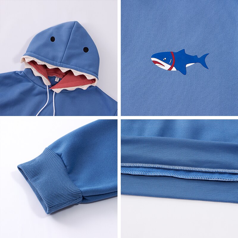 Kawaii Shark shape women's hoodie cute coat Korean fashion loose