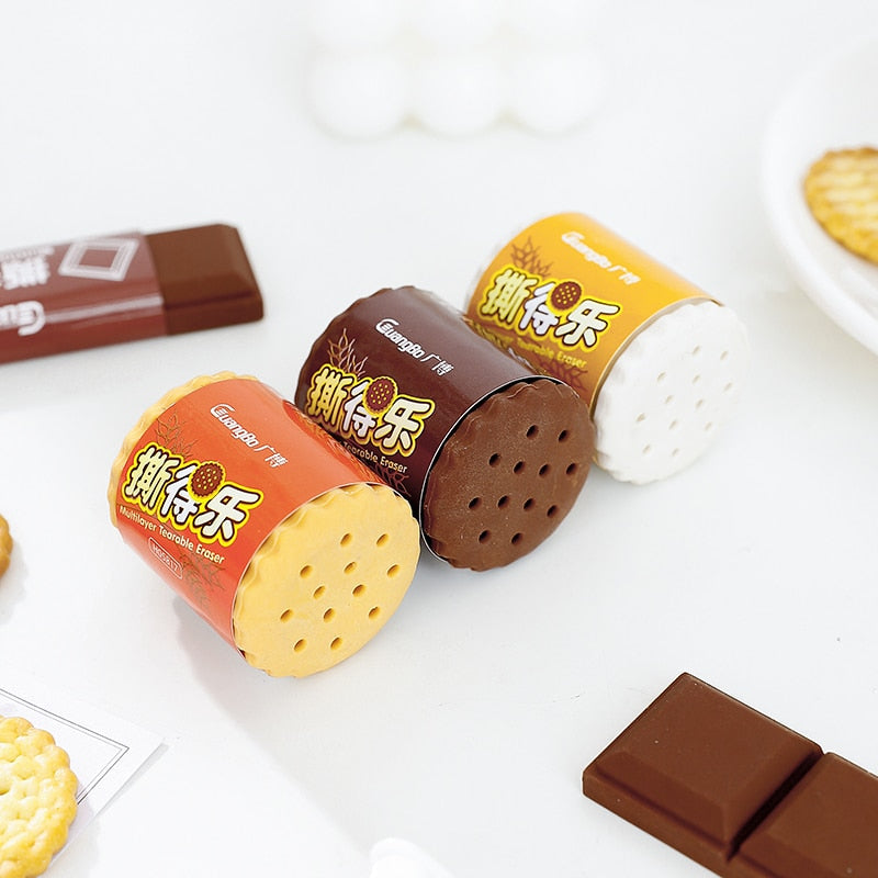 Realistic Tearable Chocolate Cookies Rubber Eraser