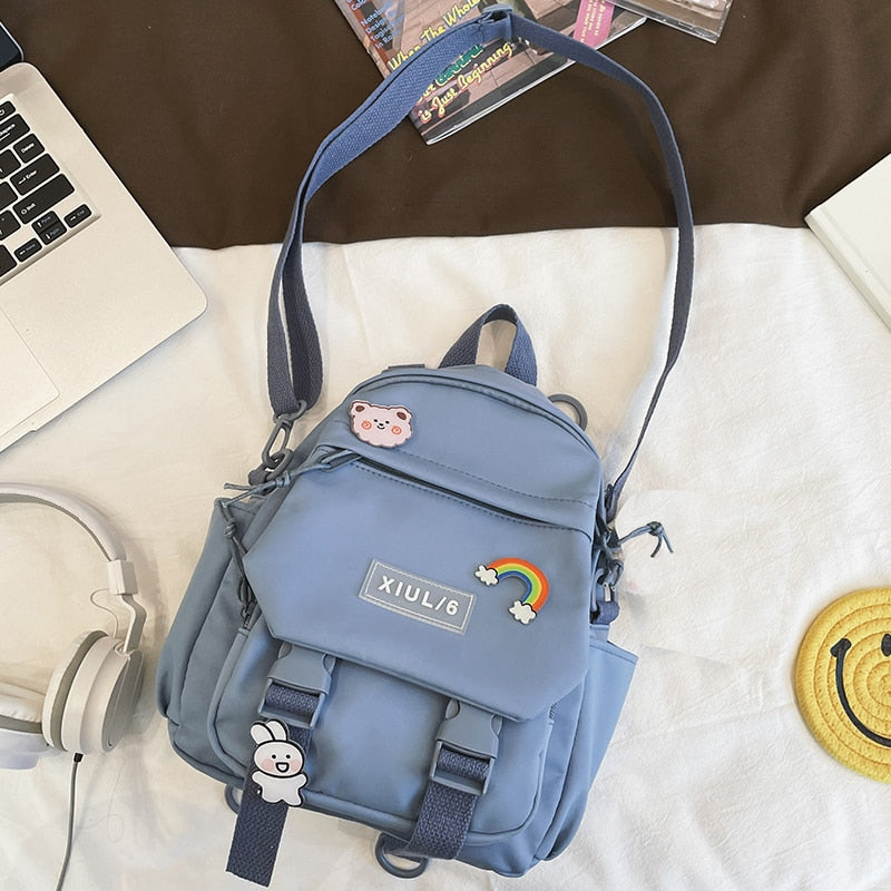 Nylon Study Besties Backpack with Bear Keychain - Youeni