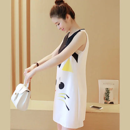 Cartoon Kitty Print Magic: Dress Up Effortlessly!