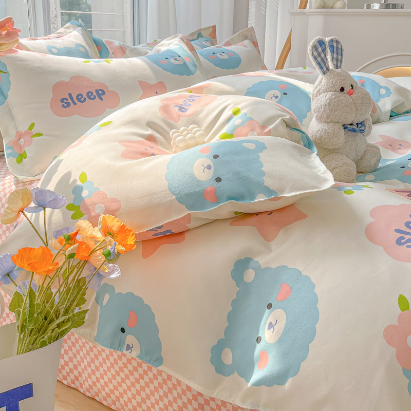 Korean Bunny and Carrot Print Supreme Polyester Bedding Set - Youeni