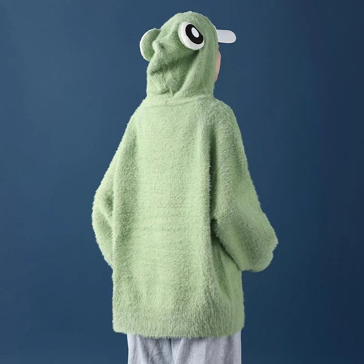 Sweet Serenade: Girlfriend Boyfriend Frog Knit Hoodie - Because Comfort Should be Cute! 🎶🌟