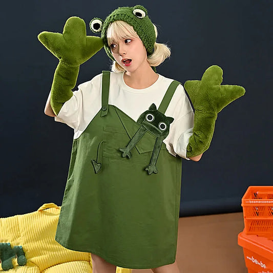 Hop into Fun: Cartoon Frog T-shirt Dress