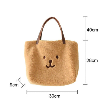 Kawaii Bear Plush Shoulder Tote Bag - Kawaii Bag - Kawaii Backpack - Kawaii Mini Backpack