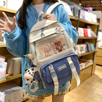 Kawaii Canvas Kekemi Bear Friends Plush Backpack - Kawaii Bag - Kawaii Backpack - Kawaii Mini Backpack