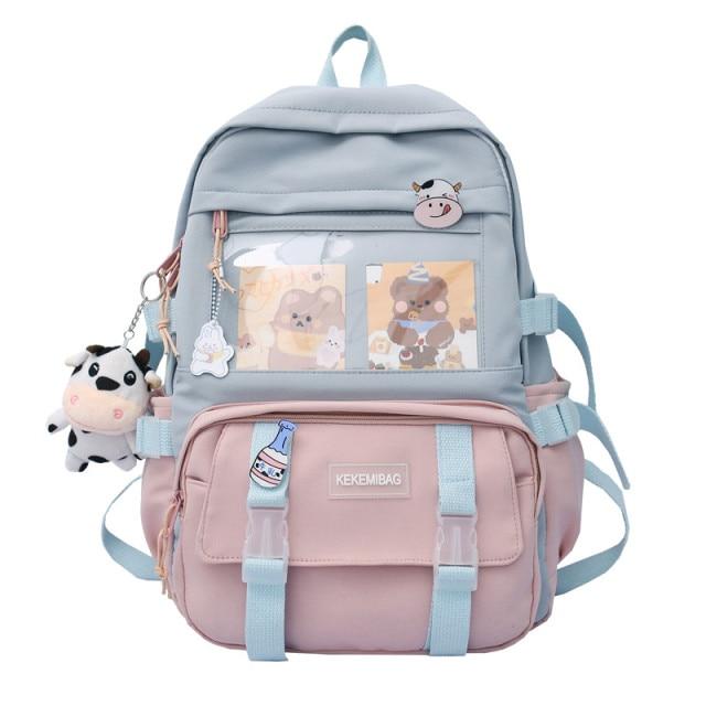 Kawaii Canvas Kekemi Bear Friends Plush Backpack - Kawaii Bag - Kawaii Backpack - Kawaii Mini Backpack