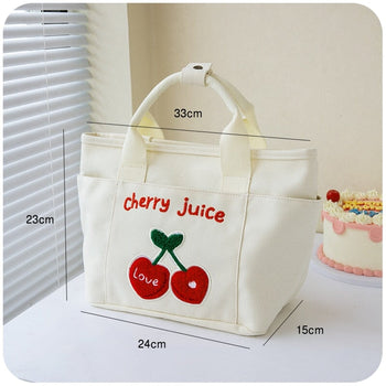 Kawaii Cherry & Bunny Canvas Lunch Box - Kawaii Boxes - Kawaii Backpack - Kawaii Bag